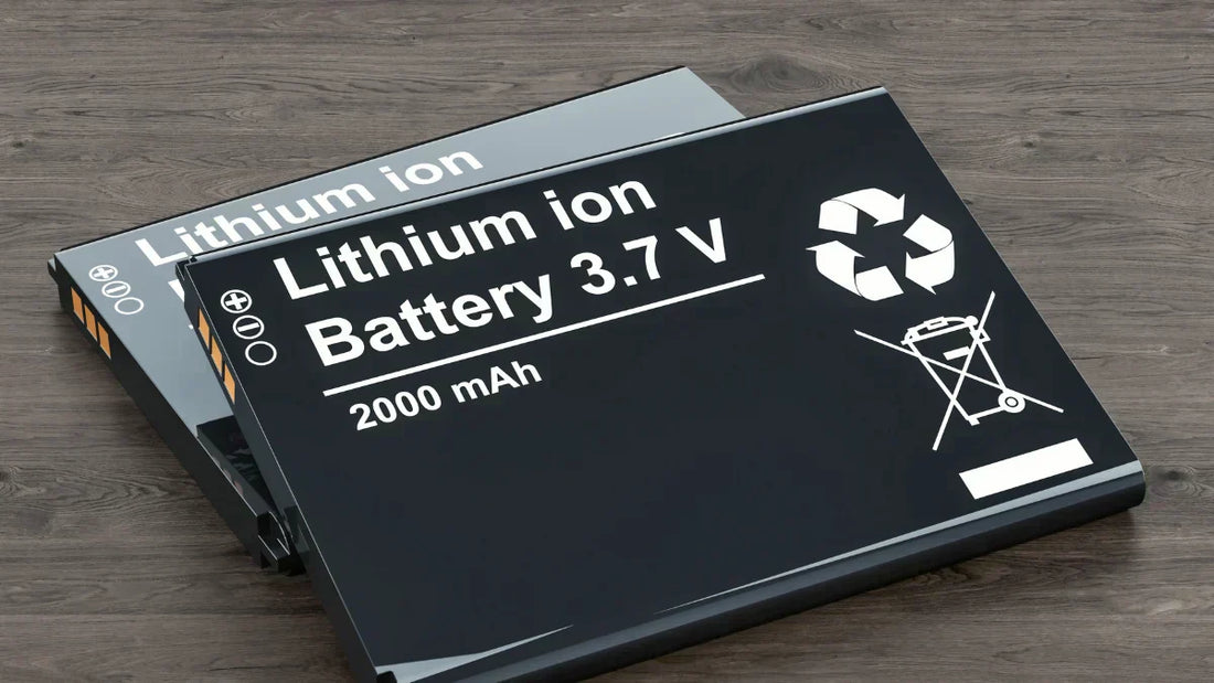 BattG-Vorgaben: Zwei Lithium-Ionen-Batterien mit Entsorgungssymbolen.