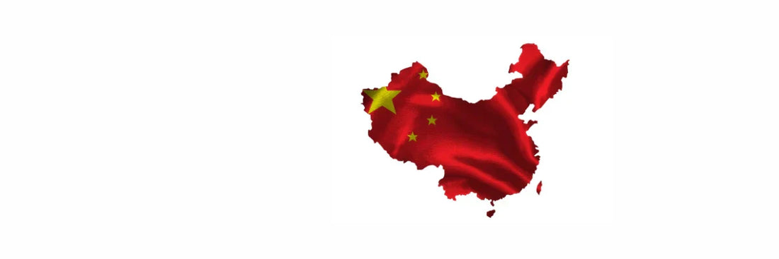 China Karte mit Flagge zeigt Online Shopping, Zoll, Steuern und Risiken bei Bestellungen