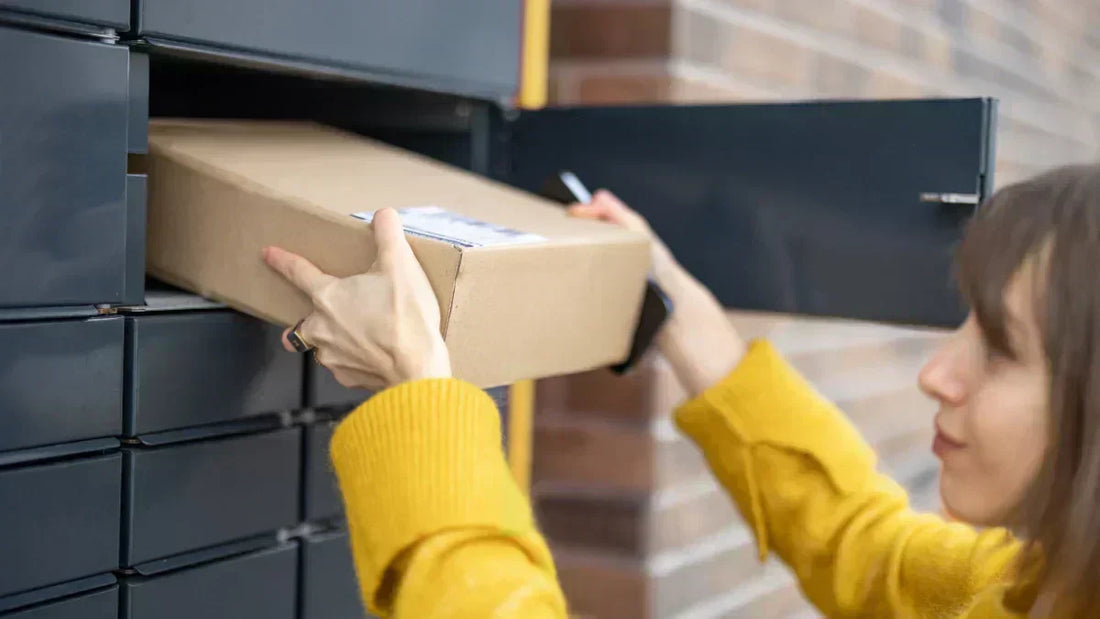 HGB-Haftung & Beweiskette bei Paket-Abgabe: Frau sichert Paketübergabe an Packstation rechtssicher ab.