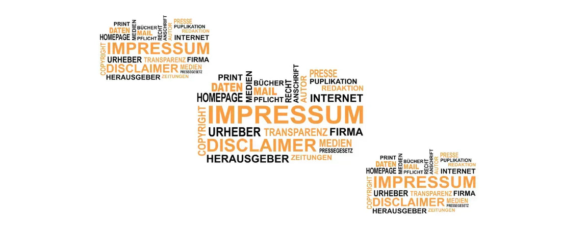 Impressumspflicht Online-Handel: Wortwolke zu Disclaimer, DDG & Transparenz im Webshop.
