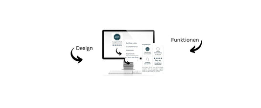Safebadge auf Monitor zeigt Design und Funktionen für Integration und mehr Vertrauen im Online-Shop