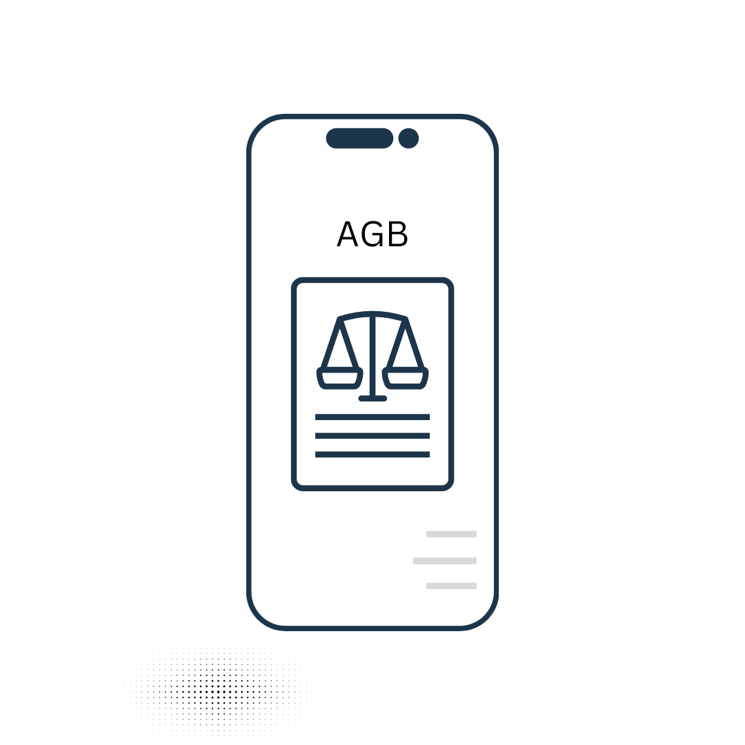 Symbol für AGB auf Smartphone – Darstellung einer Waage als Zeichen für Recht und Vertragsbedingungen digital.