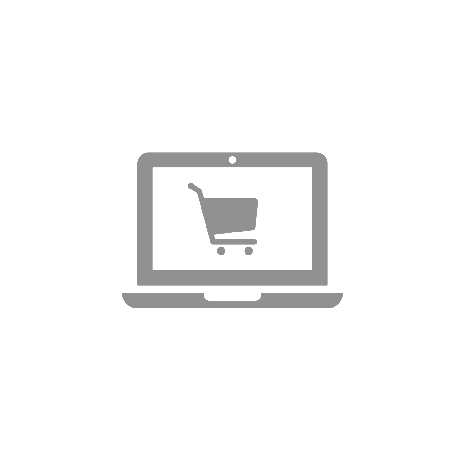Graues Laptop-Icon mit Hinweistext zur Echtheit des Shopper Safety Siegels und Weiterleitung zu ShopperSafety.de