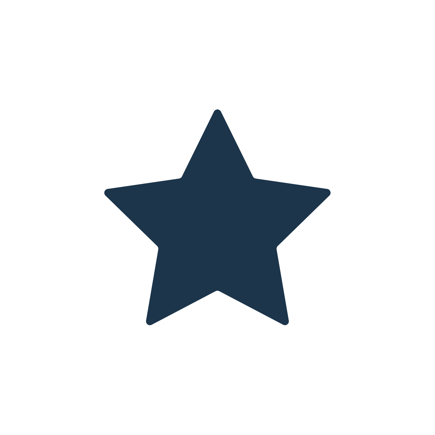 Dunkelblaues Stern-Symbol, steht für Bewertung, Sicher und Qualität – minimalistisches Icon auf weißem Hintergrund.